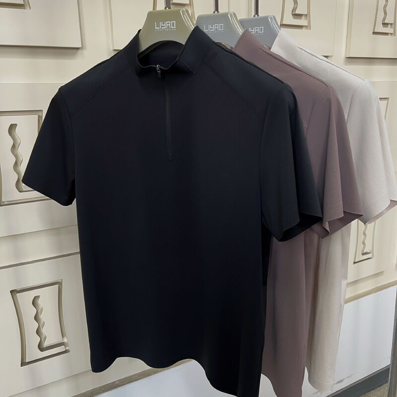 Uomini Camicie a manica corta a collo alto Stretch veloce Tessuto asciutto e traspirante per sport all'aperto T-shirt