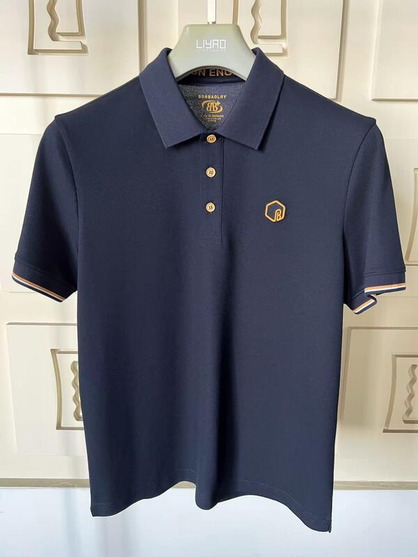 Polo da uomo premium, colletto classico, gamma colorata, dettagli squisiti, logo in silicone testurizzato, polo da uomo di alta qualità