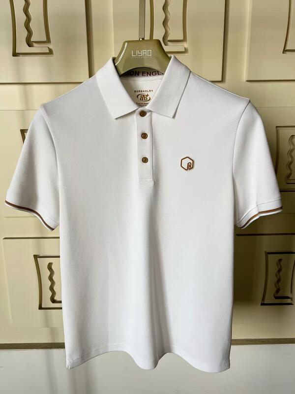 Polo da uomo premium, colletto classico, gamma colorata, dettagli squisiti, logo in silicone testurizzato, polo da uomo di alta qualità