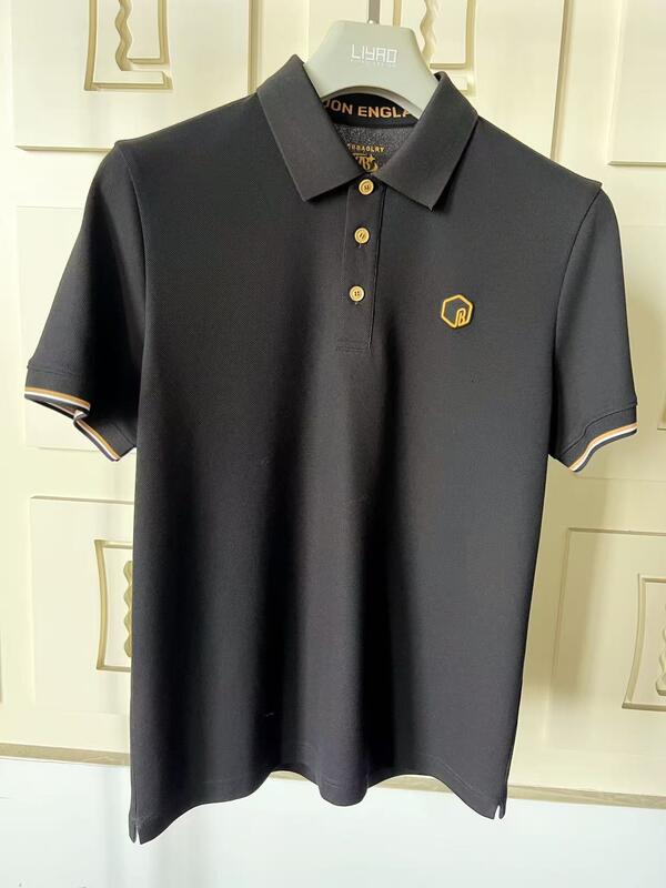 Polo da uomo premium, colletto classico, gamma colorata, dettagli squisiti, logo in silicone testurizzato, polo da uomo di alta qualità