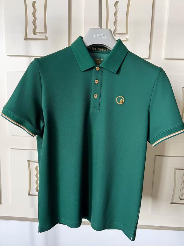 Polo da uomo premium, colletto classico, gamma colorata, dettagli squisiti, logo in silicone testurizzato, polo da uomo di alta qualità