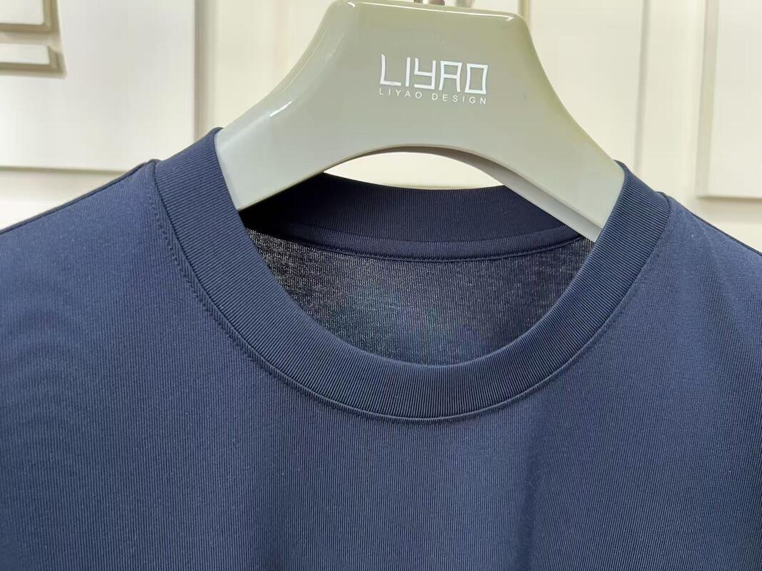 T-shirt da uomo in cotone a tinta unita con scollo rotondo e maniche corte, produzione ODM