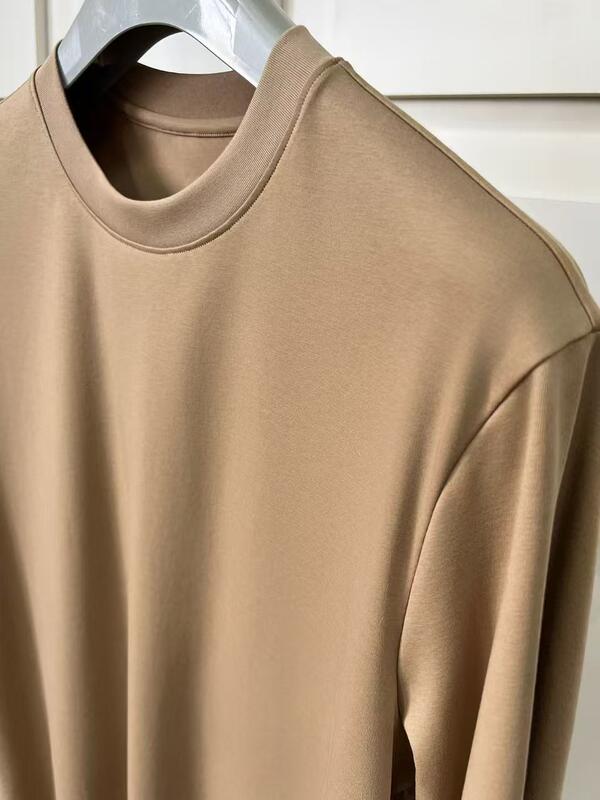 T-shirt da uomo in cotone a tinta unita con scollo rotondo e maniche corte, produzione ODM