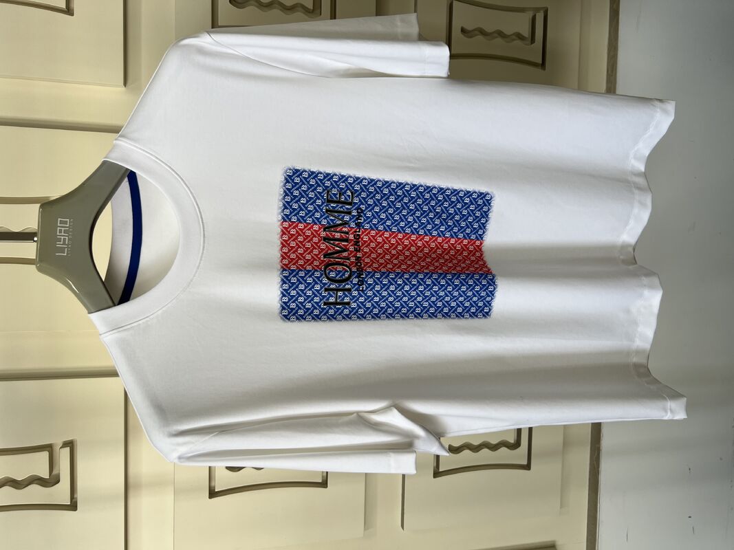 T-shirt girocollo ricamato | T-shirt girocollo di lusso con lettere e motivi 3D, produzione di maglieria da uomo