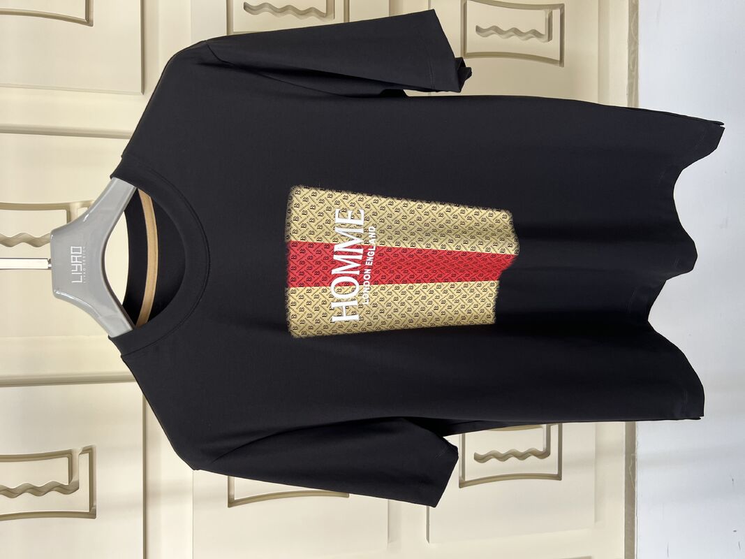 T-shirt girocollo ricamato | T-shirt girocollo di lusso con lettere e motivi 3D, produzione di maglieria da uomo