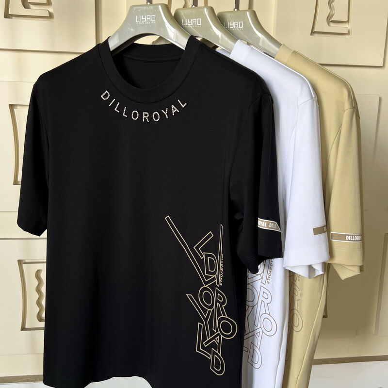 T-shirt girocollo | Maglia da uomo con logo in strass e design grafico Produzione OEM/ODM