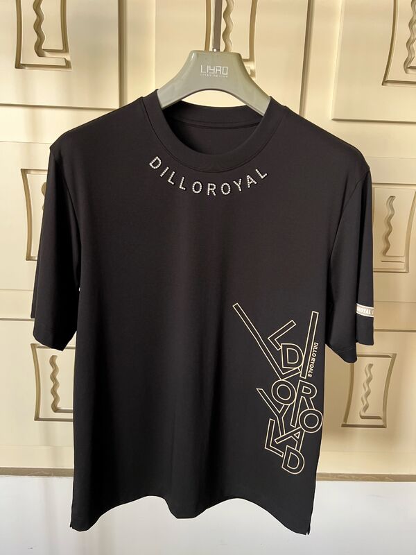 T-shirt girocollo | Maglia da uomo con logo in strass e design grafico Produzione OEM/ODM