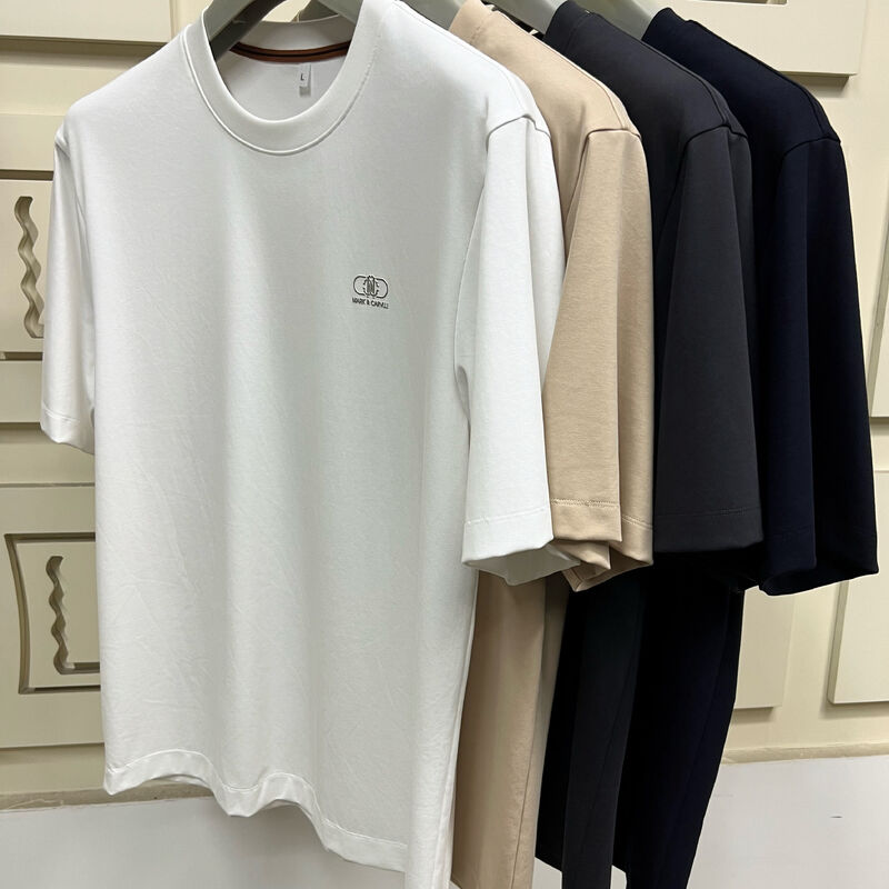 Stampa minimalista T-shirt da uomo a manica corta, colore solido T-shirt da uomo di base