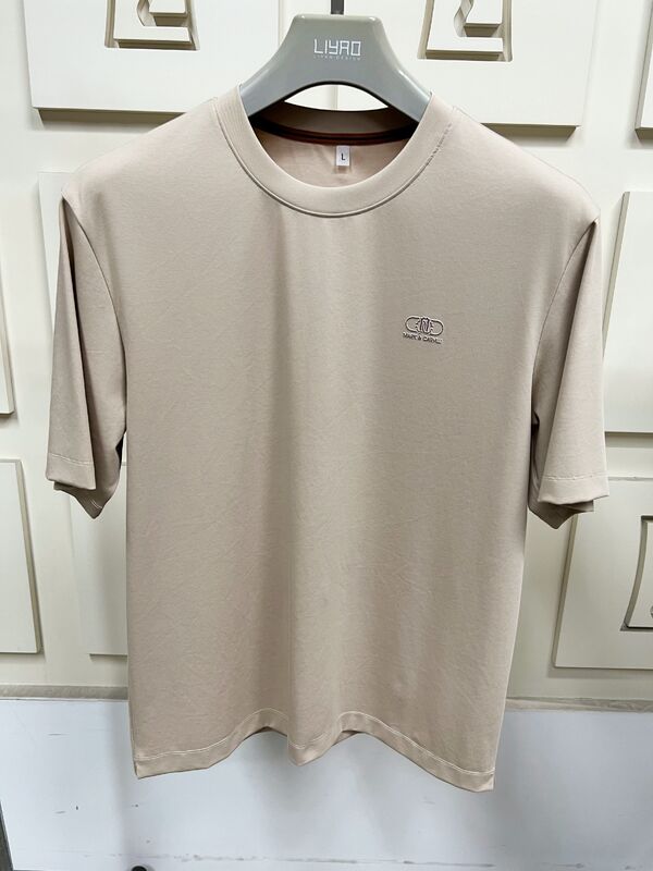 Stampa minimalista T-shirt da uomo a manica corta, colore solido T-shirt da uomo di base