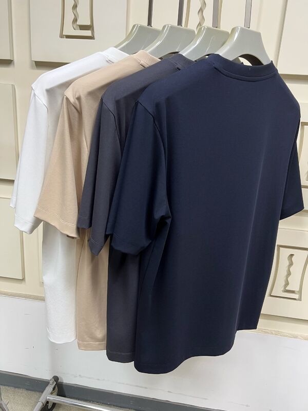 Stampa minimalista T-shirt da uomo a manica corta, colore solido T-shirt da uomo di base