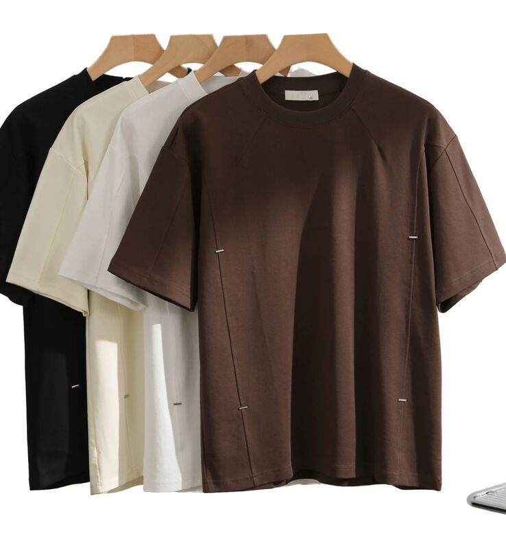 Personalizzabile abbigliamento da uomo con manica corta confortevole stile vintage semplice colore solido abbigliamento casual