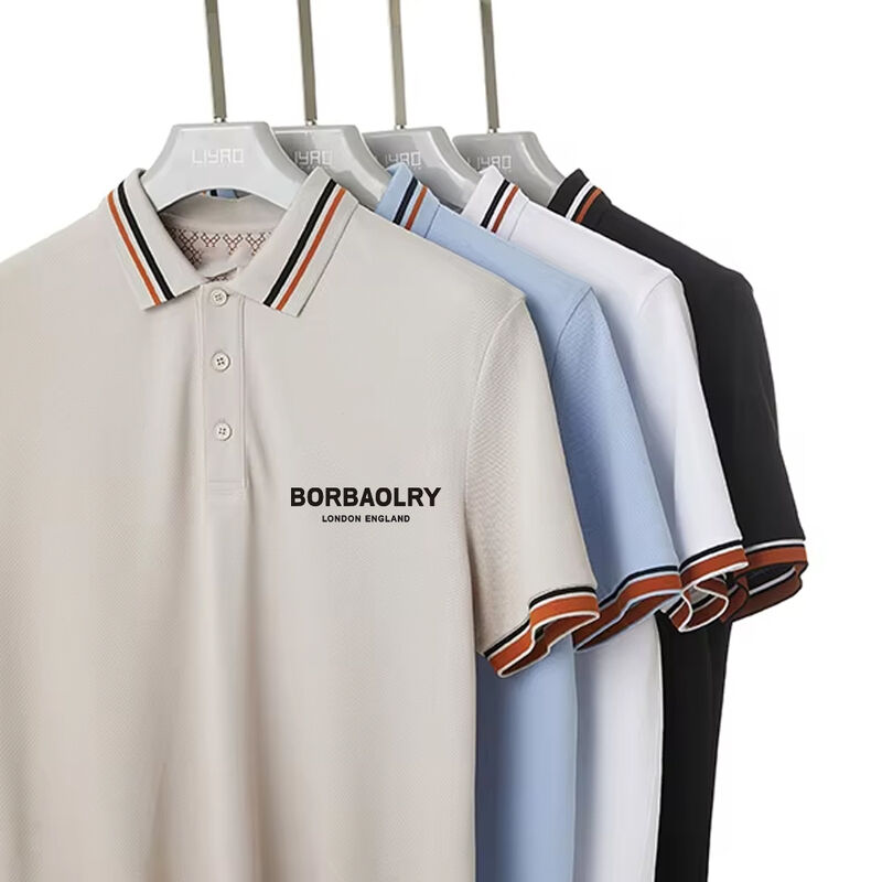 T-shirt polo a maniche corte a righe ad asciugatura rapida con logo personalizzato, ultimo design stampato