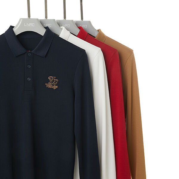 Magliette da uomo in cotone a maniche lunghe, elastiche, delicate sulla pelle, alla moda, tinta unita, polo di alta qualità