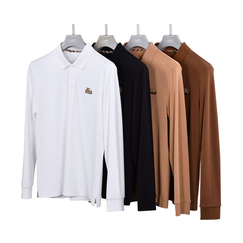 Maglietta Polo in Cotone con Ricamo Logo Personalizzato di Alta Qualità, Polo a Maniche Lunghe da Azienda, Polo da Uomo