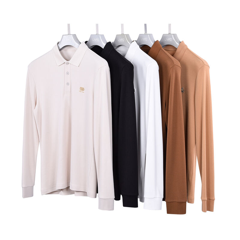 Maglietta Polo a Blocchi di Colore Autunnale da Uomo all'Ingrosso, Cotone di Alta Qualità, Maglietta da Uomo a Maniche Lunghe, Polo Nera Uniforme, Logo Personalizzato