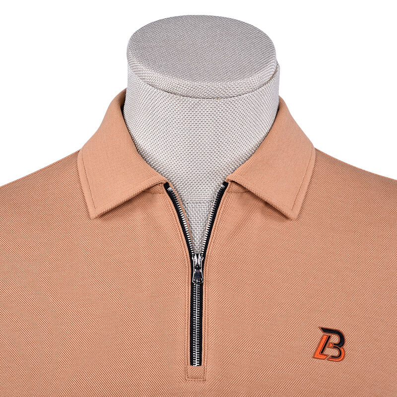 280 grammi Casual Long Sleeve Zipper-up Personalizzato Con Color Polo T-Shirt Per Uomini