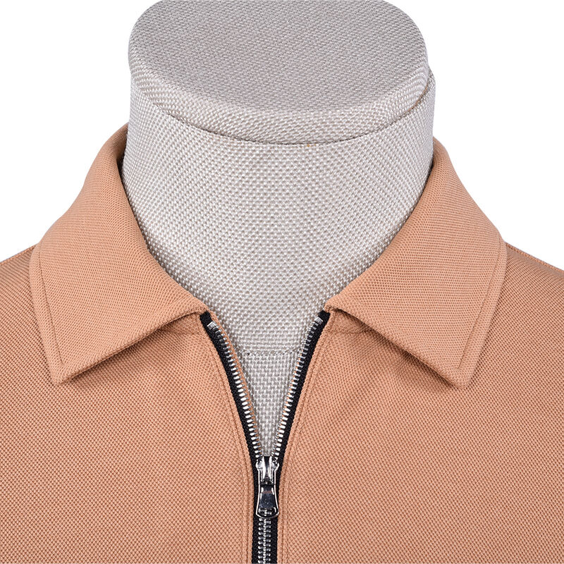 280 grammi Casual Long Sleeve Zipper-up Personalizzato Con Color Polo T-Shirt Per Uomini