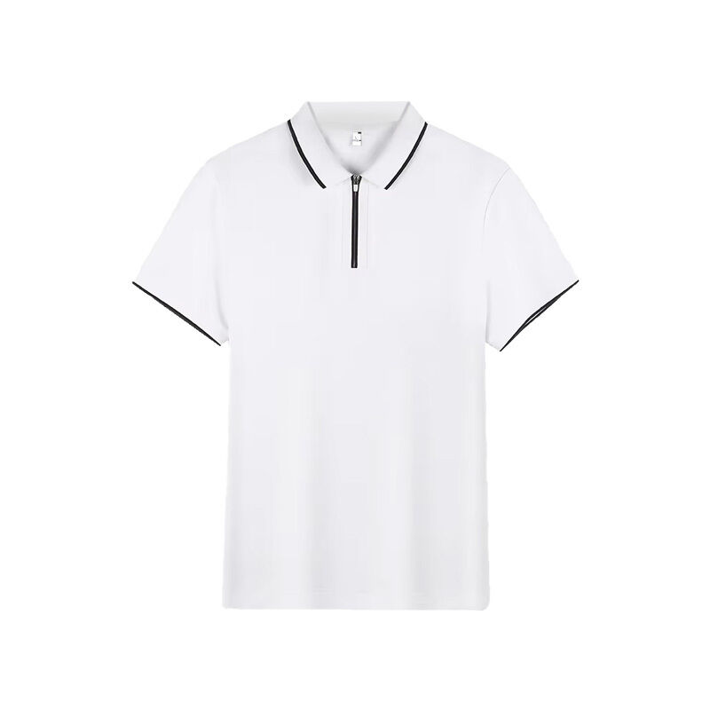 T-shirt da golf POLO di cotone da uomo Custom Low MOQ Half-Zip Stile Manica corta Traspirante Tessuto a maglia Modello di carattere