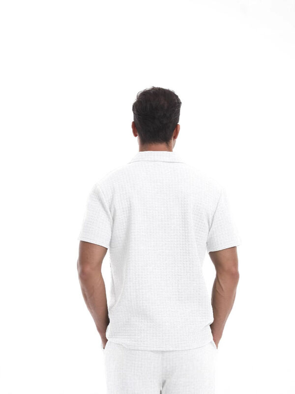 Polo personalizzata in misto poliestere elasticizzato con zip, Polo waffle premium da uomo