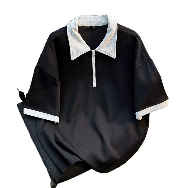 Abbigliamento maschile all'ingrosso di alta qualità Maglietta con cerniera di grandi dimensioni Produttore Magliette bianche a manica corta per uomini