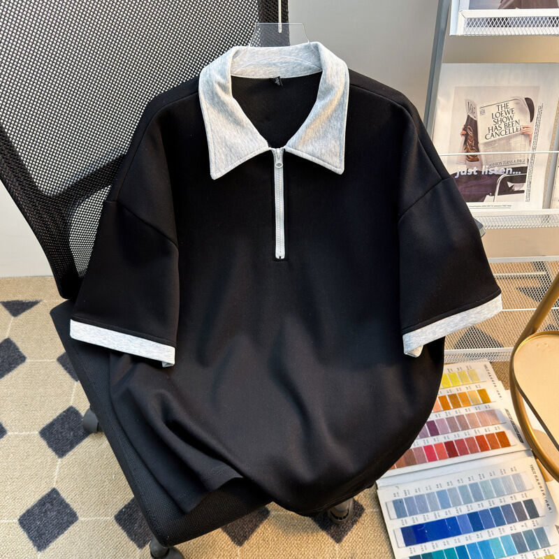 Abbigliamento maschile all'ingrosso di alta qualità Maglietta con cerniera di grandi dimensioni Produttore Magliette bianche a manica corta per uomini