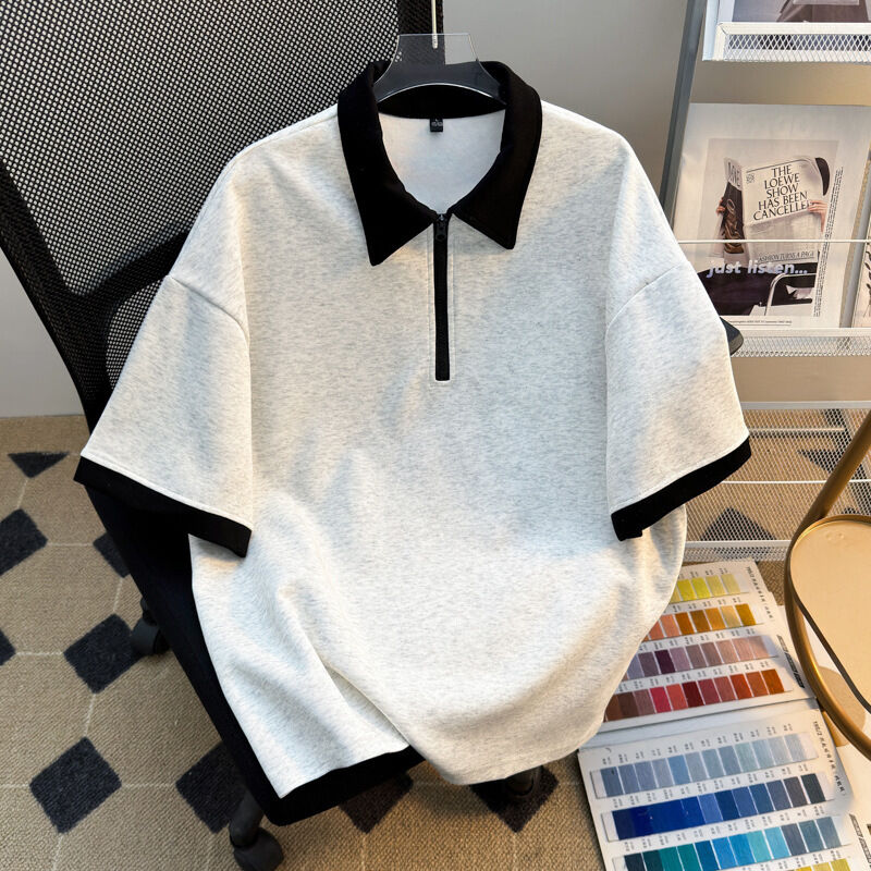 Abbigliamento maschile all'ingrosso di alta qualità Maglietta con cerniera di grandi dimensioni Produttore Magliette bianche a manica corta per uomini