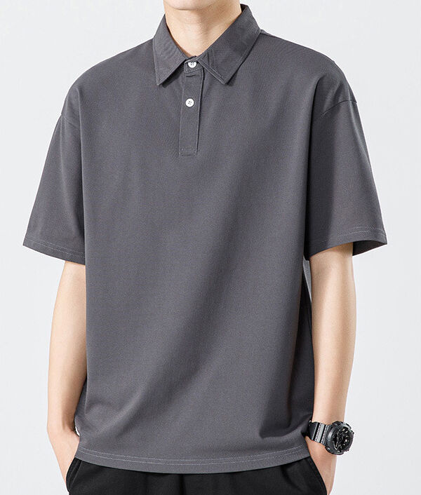 Maglietta Polo da Uomo Stile Hong Kong Estiva Pesante Antimicrobica Sensazione Fresca Tinta Unita Semplice a Maniche Corte