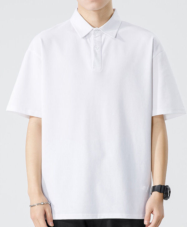 Maglietta Polo da Uomo Stile Hong Kong Estiva Pesante Antimicrobica Sensazione Fresca Tinta Unita Semplice a Maniche Corte