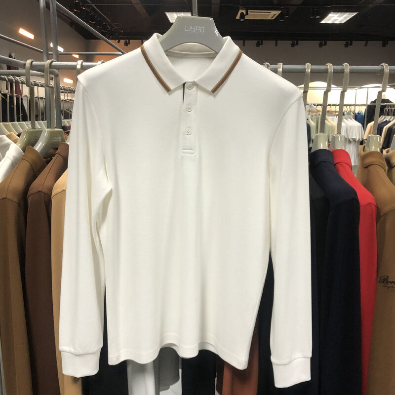 Camicia da polo a manica lunga Logo personalizzato Camicia da polo di cotone abbigliamento asciutto da golf da uomo T-shirt da polo a manica lunga