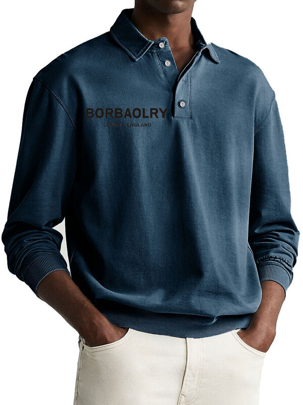 Logo in cotone di alta qualità a maglia solida Camicia Polo casual all'ingrosso Camicia sportiva veloce e asciutta Uomo Camicia Polo a manica lunga